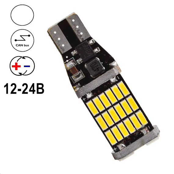 Автолампа Terra T15, цоколь W16W, 4014-45SMD, Canbus, Біполярна, біла, 12-24В | Зображення 1