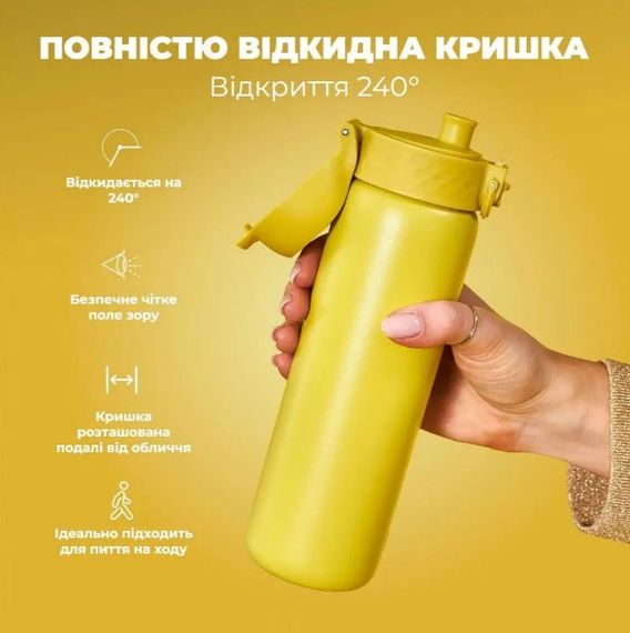 Пляшка для води металева вакуумна ION8 500 мл Vacuum Insulated Yellow (I8TS500YEL) | Зображення 4