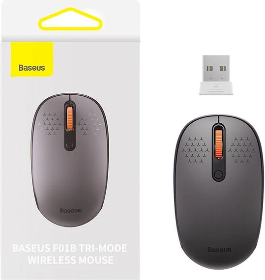 Миша Baseus Wireless Mouse F01B Grey Tri-Mode (B01055503833-00) | Зображення 1
