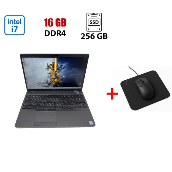 Ноутбук Dell Latitude 5500 / 15.6" (1920x1080) IPS / Intel Core i7-8665U (4 (8) ядра по 1.9 - 4.8 GHz) / 16 GB DDR4 / 256 GB SSD / Intel UHD Graphics / WebCam / HDMI б/в + Подарунок Мишка та килимок