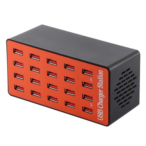 Мультизарядное устройство на 20 USB портов Addap MCS-A5, док-станция, 80W, orange (7379) | Зображення 1