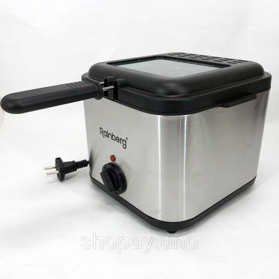 Фритюрница для дома Rainberg RB-2219 с терморегулятором и съемной чашей электрофритюрница мини фритюрница | Зображення 1