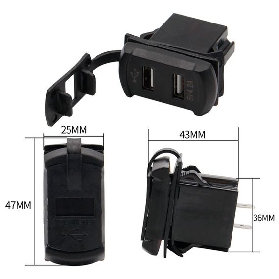 Зарядний пристрій вольтметр для авто 12/24В 4.2A з двома USB-портами, дисплеєм напруги, водонепроникний в штатне місце | Зображення 3