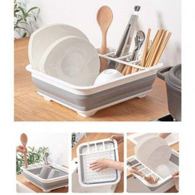 Сушилка для посуды Multi-Function Drain Rack 511 LS Силиконовая складная с нескользящими ножками белая