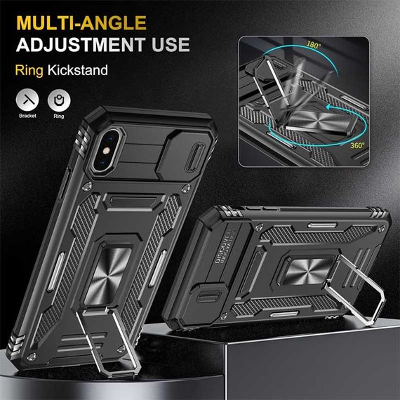 Ударопрочный чехол Camshield Army Ring для Apple iPhone X / XS (5.8") Черный / Black | Зображення 2