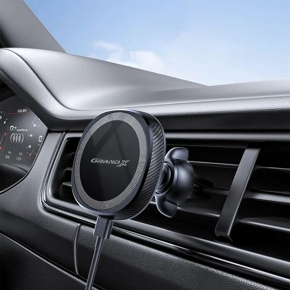 Універсальний автотримач Grand-X MT-15W MagSafe з зарядкою 15W (кріплення на дефлектор) (MT-15W) | Зображення 5