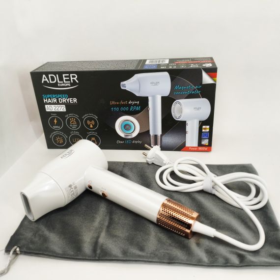 Електричний фен для укладання Adler AD 2272 1800Вт, Сучасний фен для волосся, Електрофен з насадками QV-71 | Зображення 3