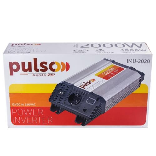 Перетворювач напруги PULSO/IMU-2020/12V-220V/2000W/USB-5VDC2.0A/мод.хвиля/клеми | Зображення 1