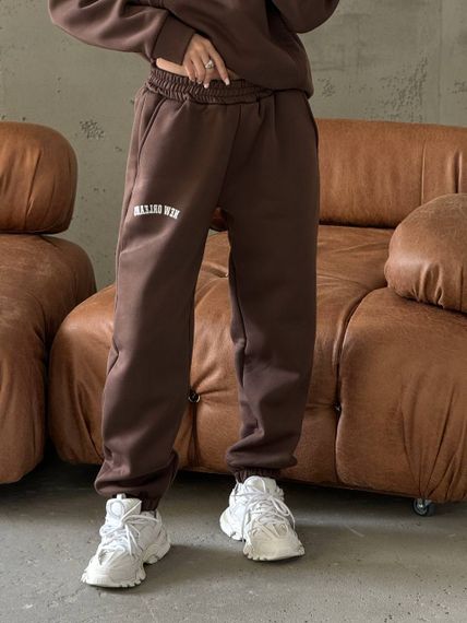 Женский теплый спортивный костюм TS149 цвет коричневый, размер 42-46 oversize | Зображення 2