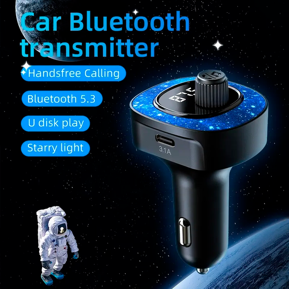 Автомобильный FM ФМ модулятор Terra С41, Bluetooth 5.0, трансмиттер, USB 3.1А, Type C | Зображення 6