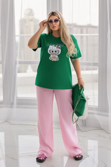 Женская классическая футболка Labubu прямая свободная цвет зеленый, размер 42/44, GF05259 | Зображення 2