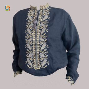 Рубашка Украинская вышиванка  444305312 цвет синий размер XS/S