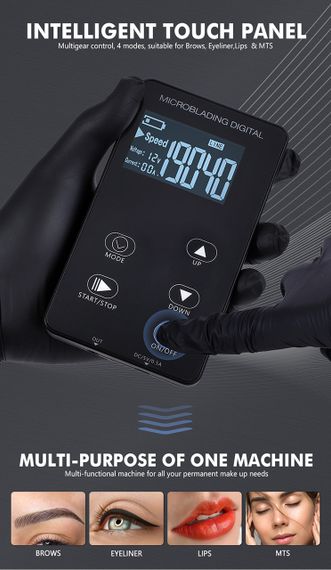 Тату машинка для перманентного макіяжу татуажу з сенсорним дисплеєм, 10 голок, для брів, очей, губ, голка-дюза | Зображення 2