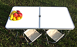 Стіл для пікніка та 4 стільці білий, Комплект для кемпінгу та пікніка, фірмовий алюмінієвий стіл валіза   знижка | Зображення 5