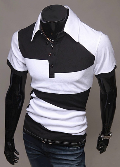 Мужское поло Fashion Man ST00003/1 рXL черно-белое | Зображення 2