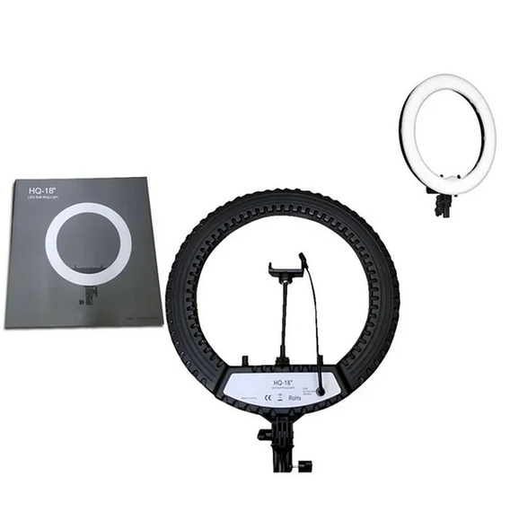 Лампа кольцевая светодиодная HQ-18 с держателем для телефона