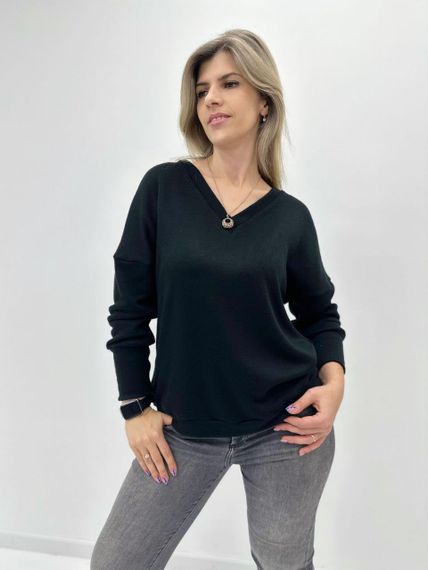 Женская красивая ангоровая кофта с V-образным вырезом GF04166 цвет черный, размер 46/48 | Зображення 2