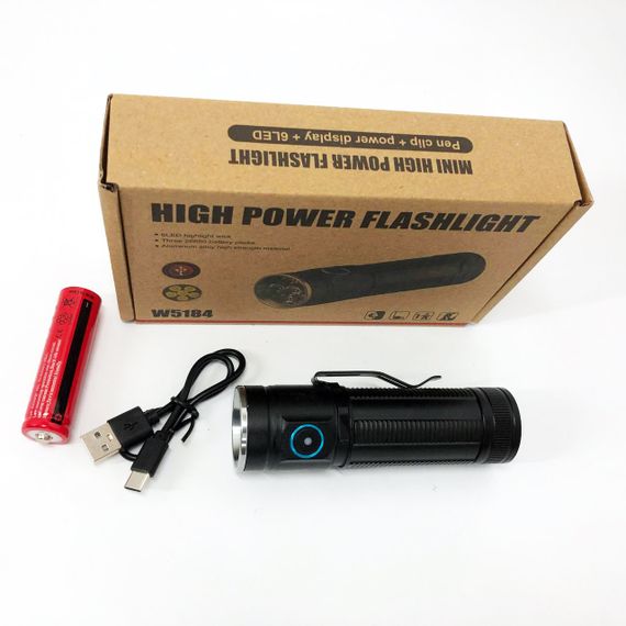 Ручний ліхтарик W5184-6XHP360, Супер яскравий ліхтарик, Суперпотужний пошуковий ручний ліхтар тактичний | Зображення 5