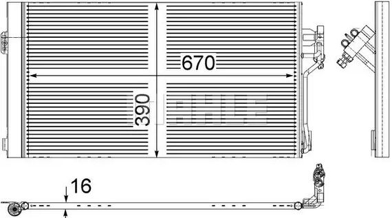 Радіатор кондиціонера Vito/Viano W639 2.0-3.7 03-, MAHLE/KNECHT (AC761000S) | Зображення 3