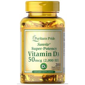 Витамин D Puritan's Pride Vitamin D3 2000 IU 200 Softgels