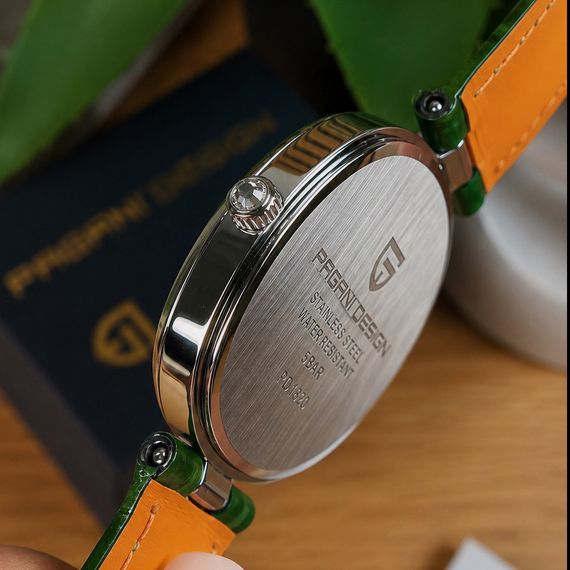 Жіночий годинник Pagani Design PD-1825 Silver-Green Leather зі шкіряним ремінцем та зеленим циферблатом | Зображення 4