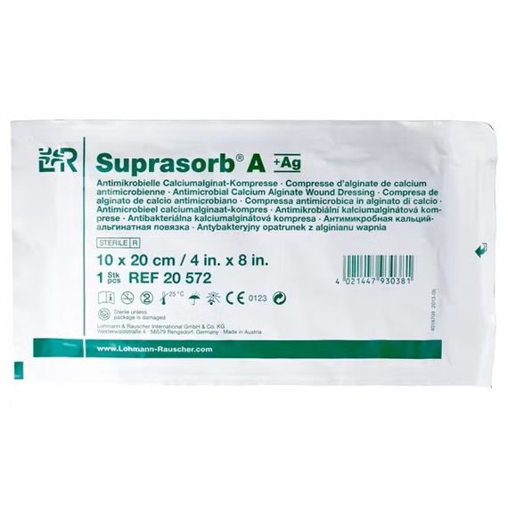 Супрасорб Suprasorb A+Ag, 10 см x 20 см, стерильна пов'язка, 1 шт | Зображення 1