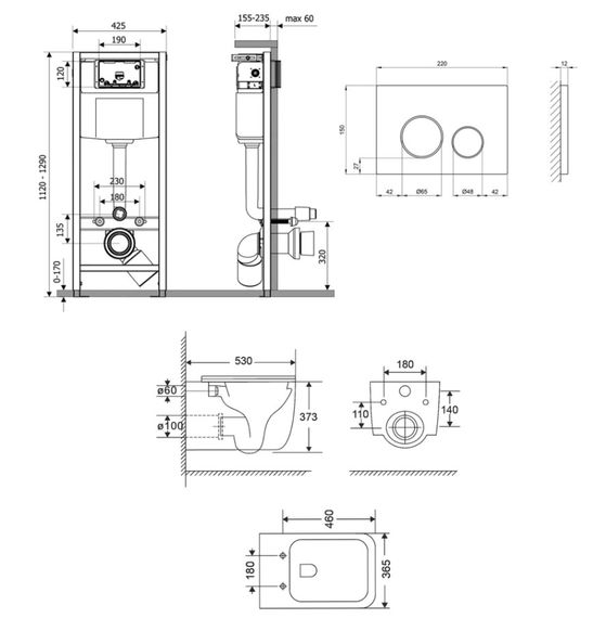 Набір Qtap Nest 4 в 1 підвісний унітаз Gemini Ultra Quiet 530х365х373 + комплект інсталяції QT2533076EUQW46164 | Зображення 1