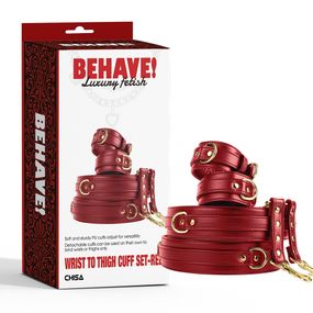 Комплект манжетів на зап'ястя та стегна Chisa BEHAVE! Luxury Fetish червоний sexstyle