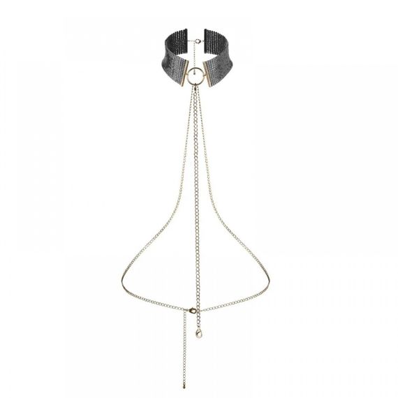 Намисто-нашийник з ланцюжком Bijoux Indiscrets чорне, 59 см Sex Aura | Зображення 2