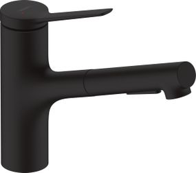 Hansgrohe Змішувач для кухні Zesis M33, довж.виливу - 219мм, витяжний, 1важіль, KM150, матовий чорний (74800670)