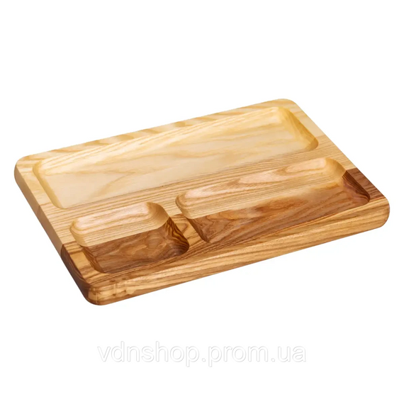 Дошка для подачі дерев'яна 30×20 см прямокутна на 3 секції T47W200 | Зображення 1