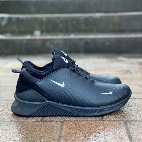 Зимові шкіряні кросівки Nike натуральне хутро чорні | Зображення 4