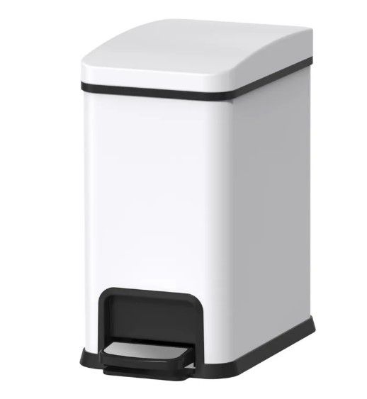 Відро для сміття Koer TC-010108-08 з плавним закриттям, прямокутне, 8 л, білий (KR5592)