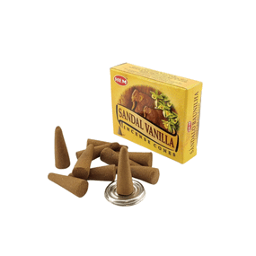 Ароматичні конуси Sandal Vanilla  Сандал і Ваніль 10 шт. в уп. + підставка Hem 8901810489332