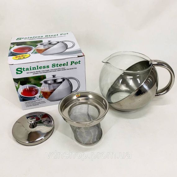 Оригинальный заварник для чая, Заварочный чайник стеклянный с ручкой, Красивый заварник RU-33 | Зображення 2