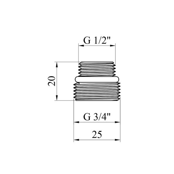 Ніпель перехідний STA 3/4"х1/2" ЗЗ з внутрішнім шестигранником для "бінокля", латунний | Зображення 1