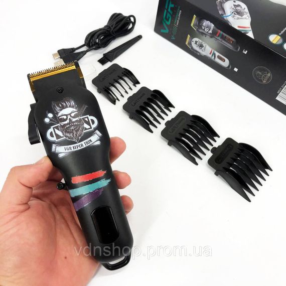 Профессиональная машинка для стрижки волос с насадками VGR, Профессиональный триммер с набором насадок KP-63 | Зображення 4