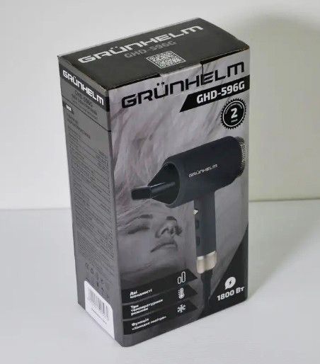 Професійний фен для сушіння волосся Grunhelm GHD-596G 1800 Вт дорожний фен Сірий | Зображення 4