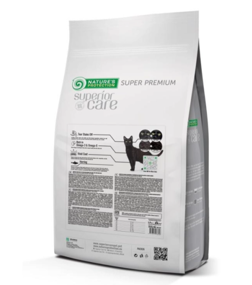 Сухий беззерновий корм для дорослих котів з темним окрасом шерсті Nature's Protection Superior Care Dark Cats Grain Free with Herring for Adult All Breeds , 1,5 кг, Від 1 до 3 кг | Зображення 1