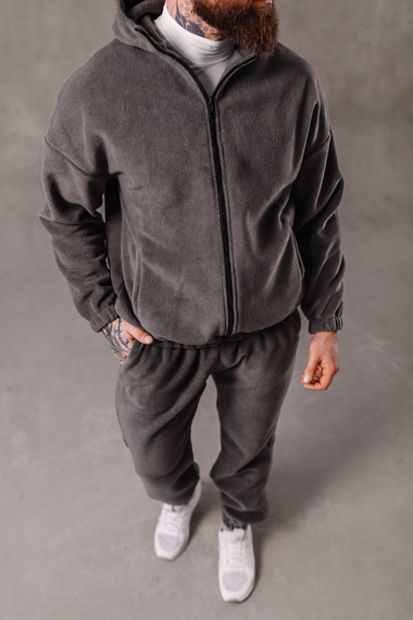 Костюм полар фліс змійка з капюшоном графит S XL