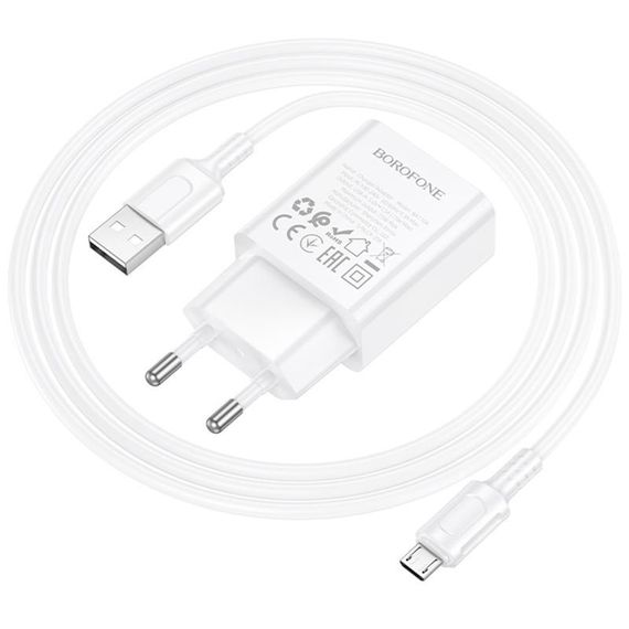 МЗП Borofone BA110A Lemi 7.5W (1USB-A) + кабель USB to MicroUSB White | Зображення 2