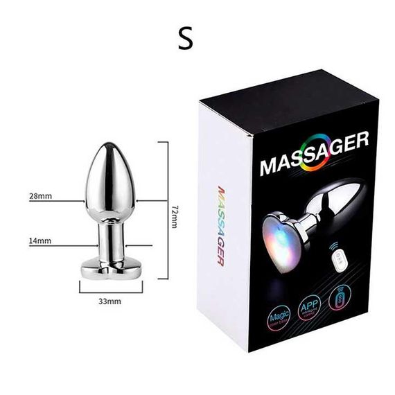 Стальная cветящаяся анальная пробка Magic Motion Equinox USB с Д/У - 7,2*2,8 см – Анальные игрушки | Зображення 1