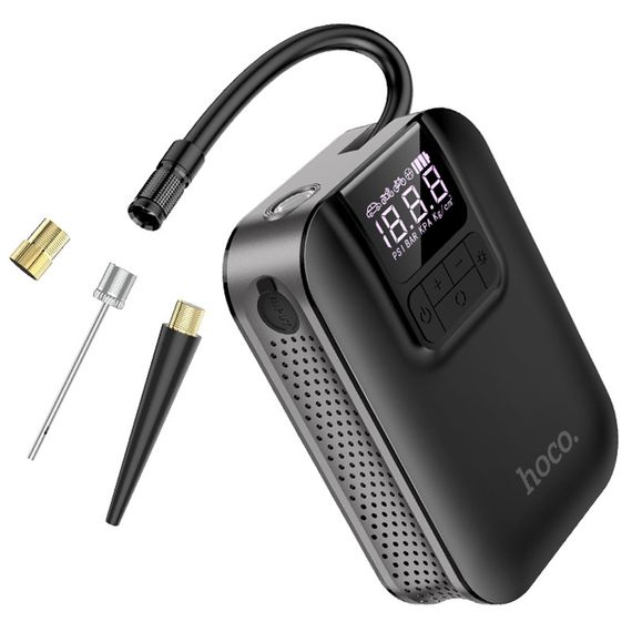 Автомобільний насос Hoco S53 Breeze portable portable smart air pump Black | Зображення 5