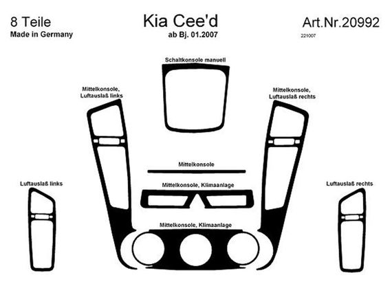 Накладки на панель (Meric) Алюміній для Kia Ceed 2007-2012 рр | Зображення 2