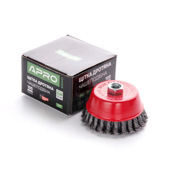 Щітка чаша сталеві витки 100 мм (УШМ) APRO 8304411 | Зображення 1