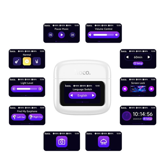 Бездротові навушники HOCO EQ14 Bluetooth 5.4 500 mAh з інтелектуальним дисплеєм на кейсі iOS Android Чорні | Зображення 5