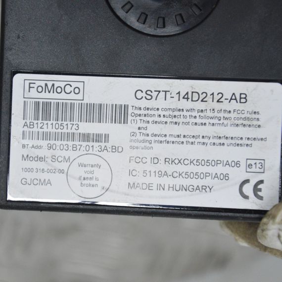 Модуль Bluetooth Ford Focus III Fiesta VII 2011-2020 Блок управління блютуз Форд Фокус 3 Фієста 7 CS7T14D212AB | Зображення 3