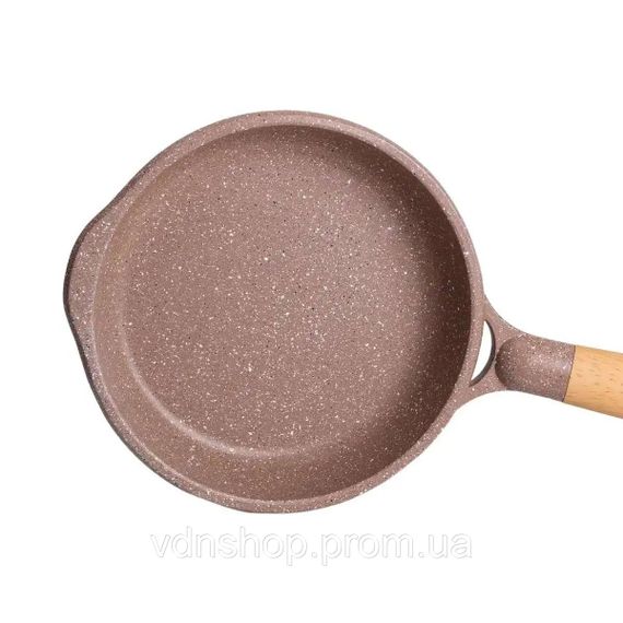 Алюмінієва сковорода об'ємом 1 літр з мармуровим антипригарним покриттям Ø 20 см, товсте дно MGC кавовий HP-4-416CO | Зображення 3