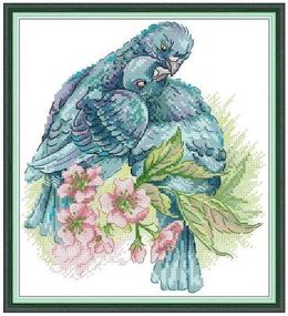 Набір для вишивання за нанесеною на канву схемою "Spring Tenderness of Little Bird". AIDA 14CT printed 25*27 см