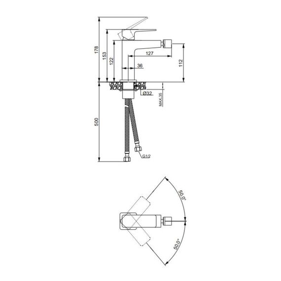 Змішувач латунний для біде Lidz Orion 001AF (k25) LDORI001AFCRM48095 Chrome | Зображення 1